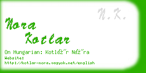nora kotlar business card